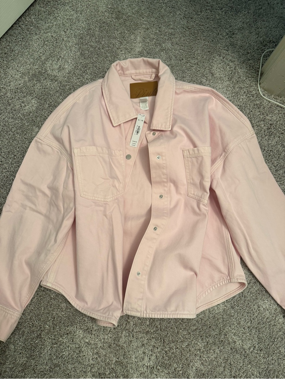 PINK Victoria's Secret Pastel Pink Oversized Jean Jacket
